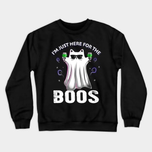 I'm Just Here for the Boos Shirt Halloween Cat Ghos Crewneck Sweatshirt